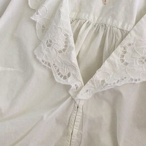 Free People White Lace Trim Blouse cotton S